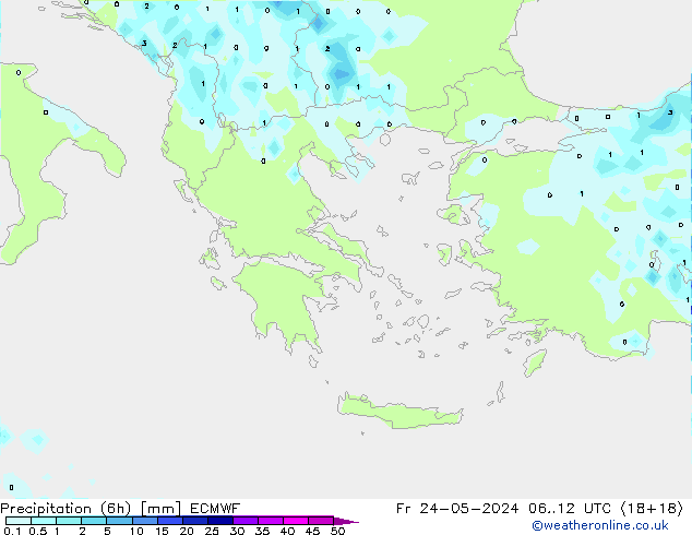 Precipitazione (6h) ECMWF ven 24.05.2024 12 UTC