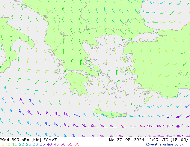 Wind 500 hPa ECMWF Mo 27.05.2024 12 UTC