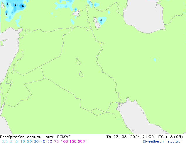 Toplam Yağış ECMWF Per 23.05.2024 21 UTC