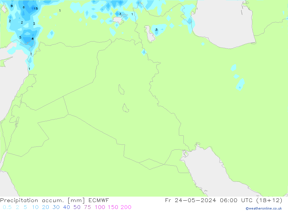 Precipitation accum. ECMWF пт 24.05.2024 06 UTC