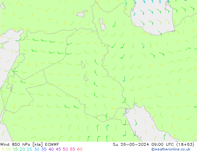 Wind 850 hPa ECMWF So 26.05.2024 09 UTC