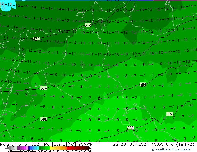 Geop./Temp. 500 hPa ECMWF dom 26.05.2024 18 UTC