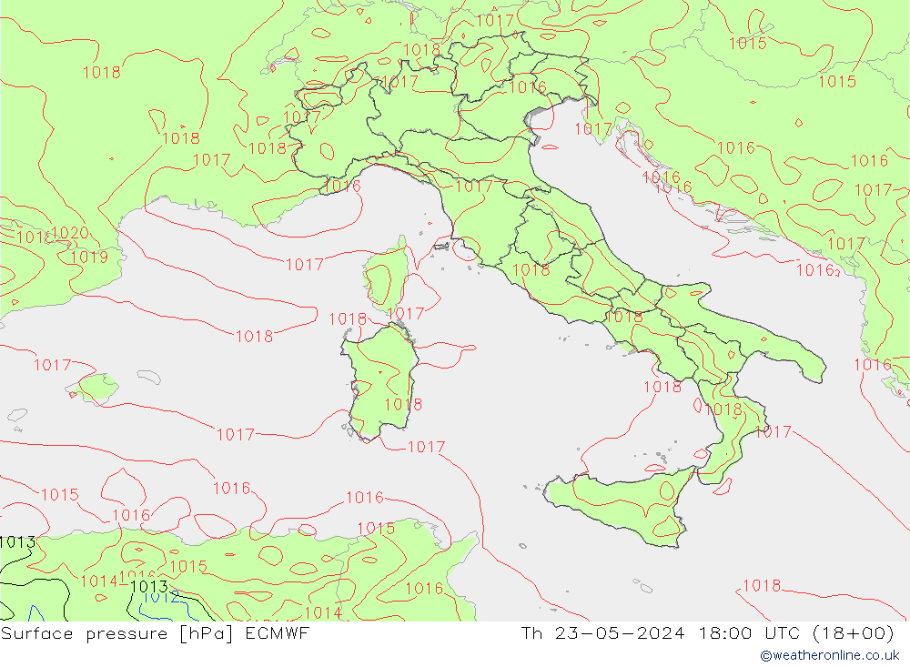 Yer basıncı ECMWF Per 23.05.2024 18 UTC