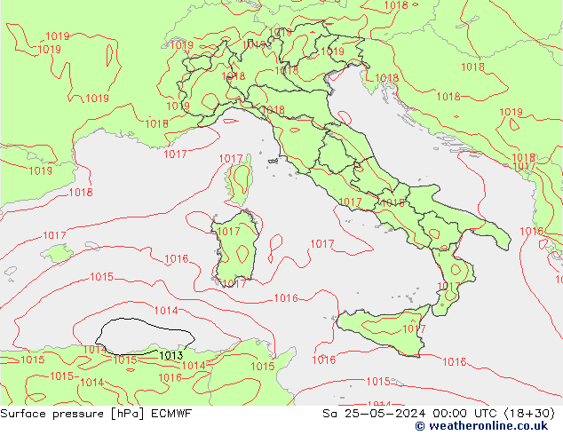 приземное давление ECMWF сб 25.05.2024 00 UTC