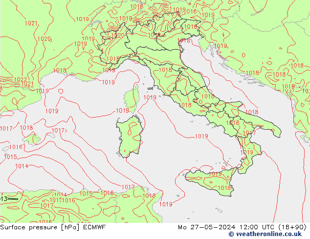 pressão do solo ECMWF Seg 27.05.2024 12 UTC