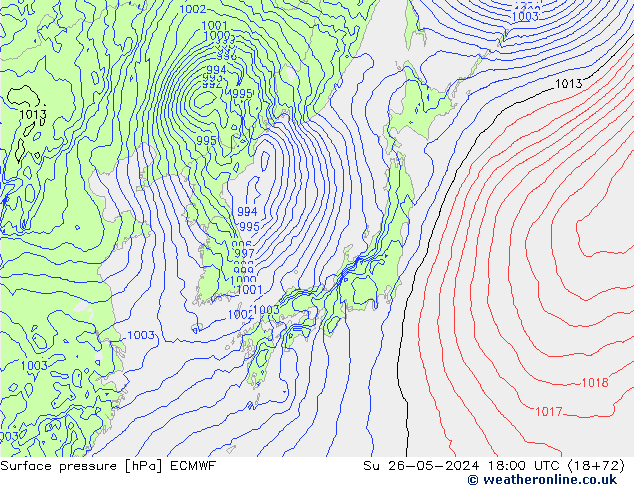 Yer basıncı ECMWF Paz 26.05.2024 18 UTC