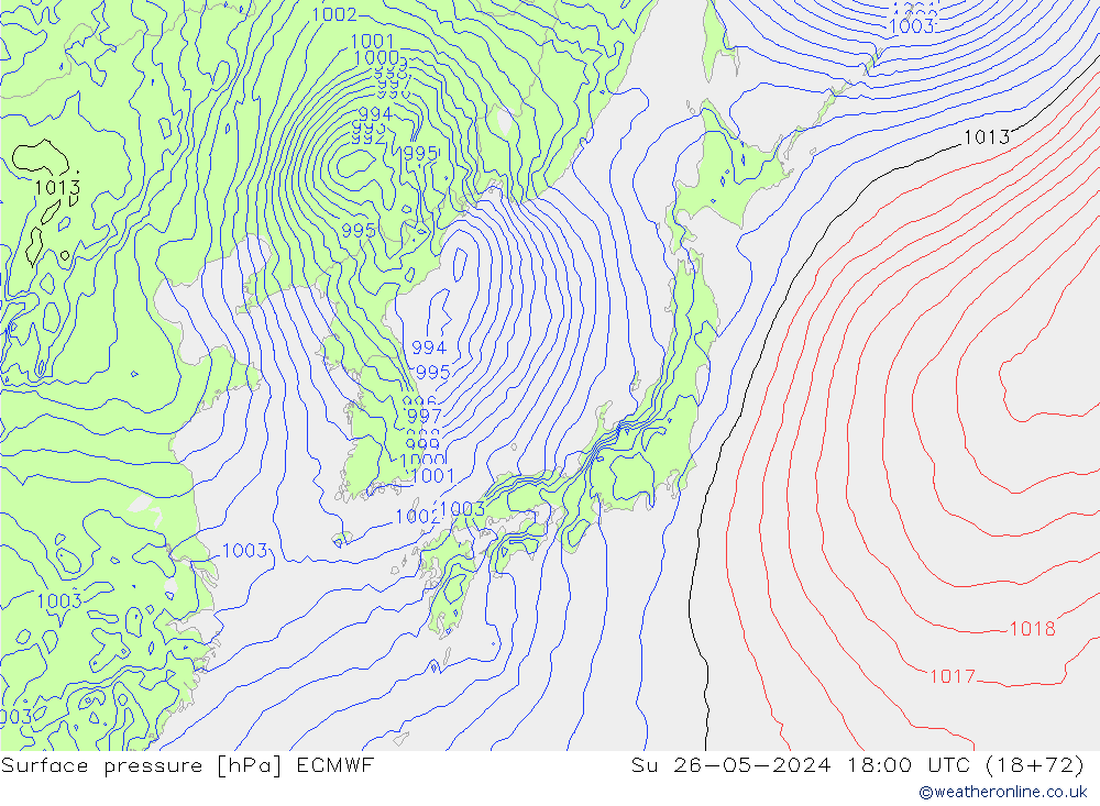 приземное давление ECMWF Вс 26.05.2024 18 UTC