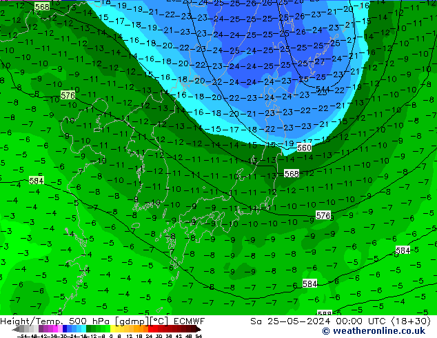 Z500/Rain (+SLP)/Z850 ECMWF So 25.05.2024 00 UTC