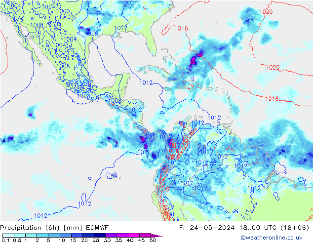 Z500/Rain (+SLP)/Z850 ECMWF Sex 24.05.2024 00 UTC