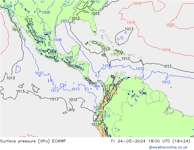 Pressione al suolo ECMWF ven 24.05.2024 18 UTC