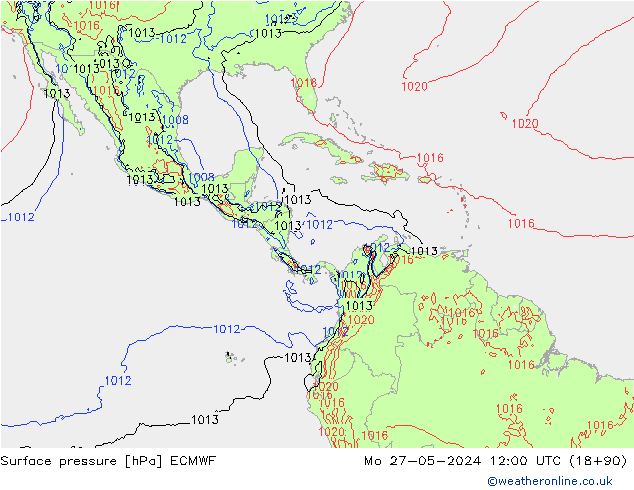 Surface pressure ECMWF Mo 27.05.2024 12 UTC