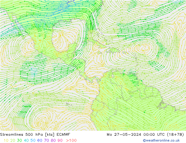 Streamlines 500 hPa ECMWF Mo 27.05.2024 00 UTC