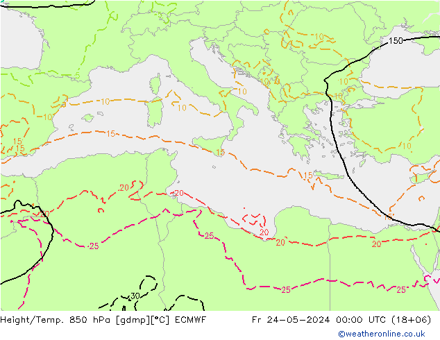 Z500/Regen(+SLP)/Z850 ECMWF vr 24.05.2024 00 UTC