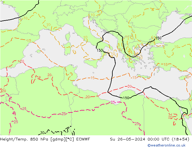 Z500/Rain (+SLP)/Z850 ECMWF Ne 26.05.2024 00 UTC