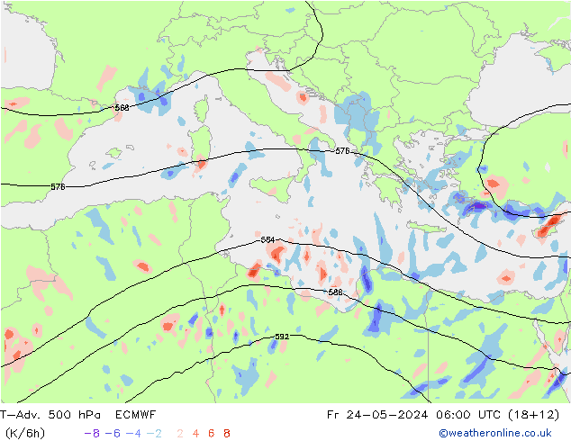 T-Adv. 500 гПа ECMWF пт 24.05.2024 06 UTC