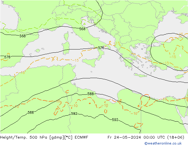 Z500/Regen(+SLP)/Z850 ECMWF vr 24.05.2024 00 UTC