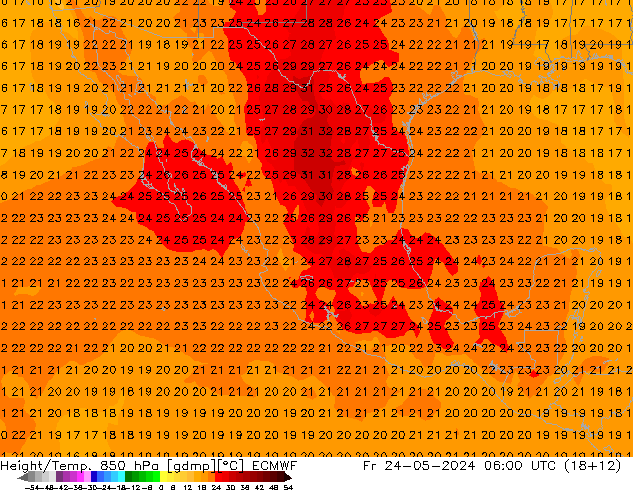 Z500/Rain (+SLP)/Z850 ECMWF vie 24.05.2024 06 UTC