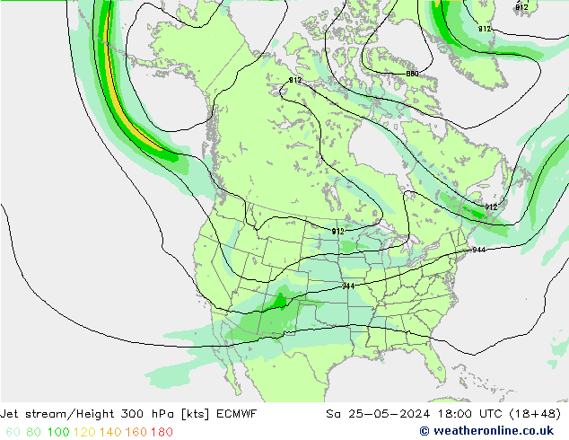 Straalstroom ECMWF za 25.05.2024 18 UTC