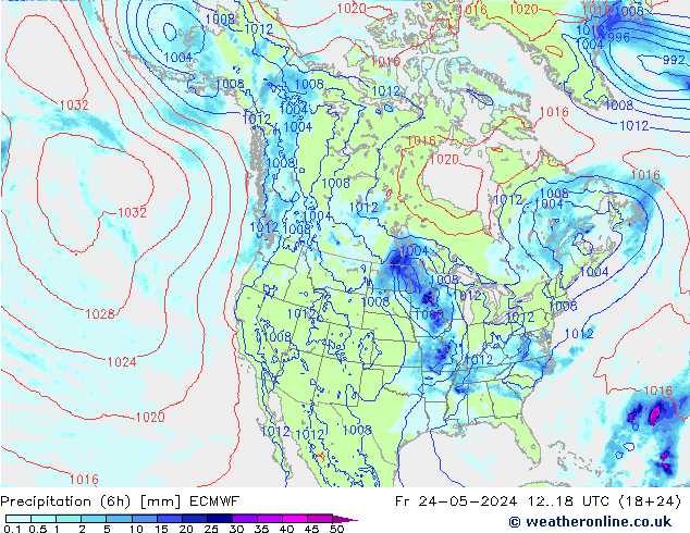 Z500/Rain (+SLP)/Z850 ECMWF 星期五 24.05.2024 18 UTC