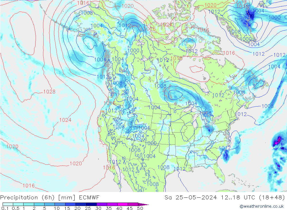 Z500/Rain (+SLP)/Z850 ECMWF sam 25.05.2024 18 UTC