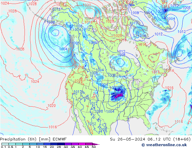 Précipitation (6h) ECMWF dim 26.05.2024 12 UTC