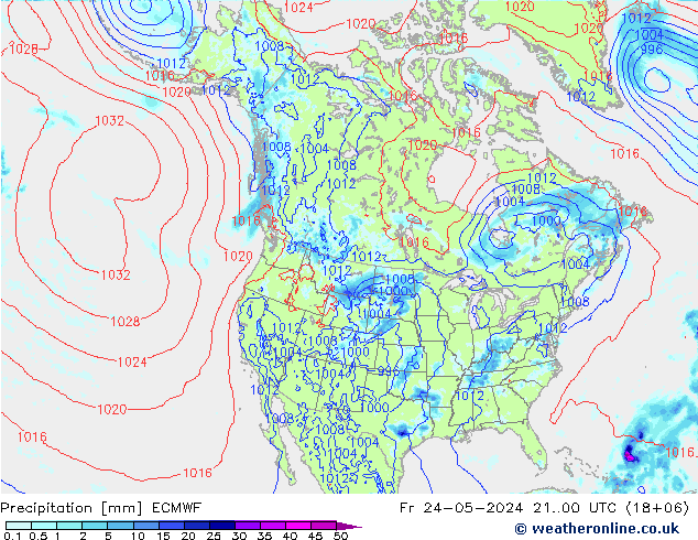 Precipitación ECMWF vie 24.05.2024 00 UTC