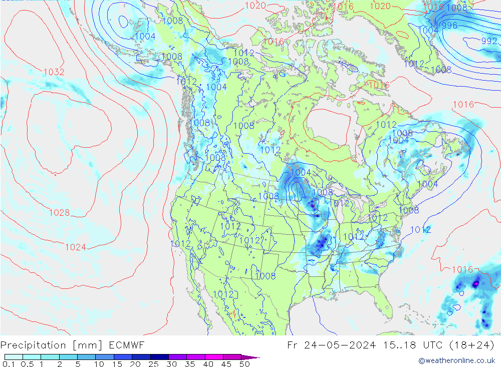 Niederschlag ECMWF Fr 24.05.2024 18 UTC