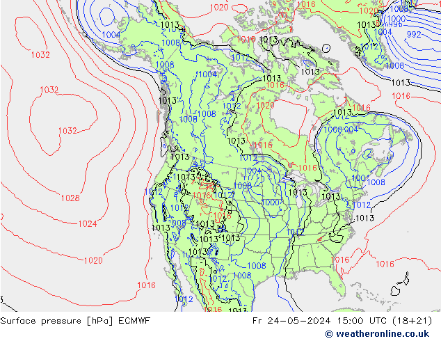 Luchtdruk (Grond) ECMWF vr 24.05.2024 15 UTC