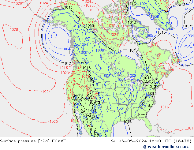 Yer basıncı ECMWF Paz 26.05.2024 18 UTC