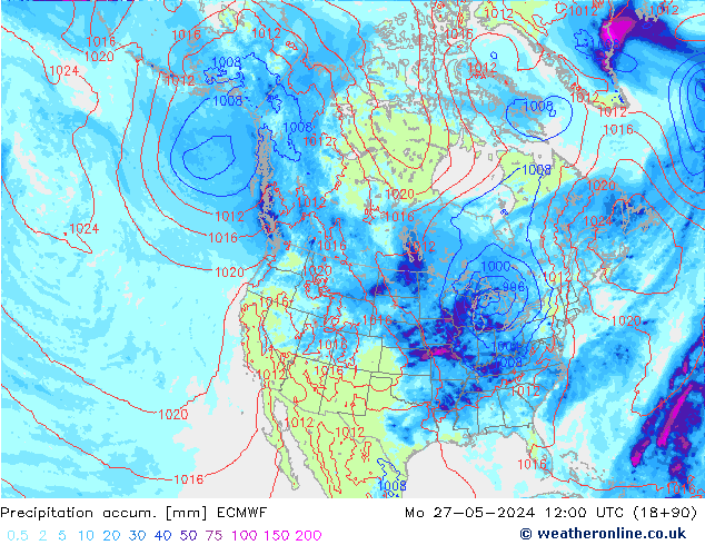 Precipitation accum. ECMWF Mo 27.05.2024 12 UTC