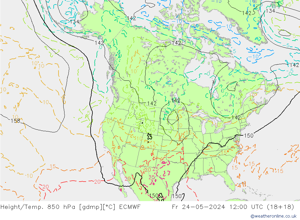 Z500/Rain (+SLP)/Z850 ECMWF 星期五 24.05.2024 12 UTC