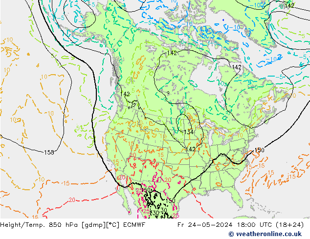 Z500/Rain (+SLP)/Z850 ECMWF 星期五 24.05.2024 18 UTC