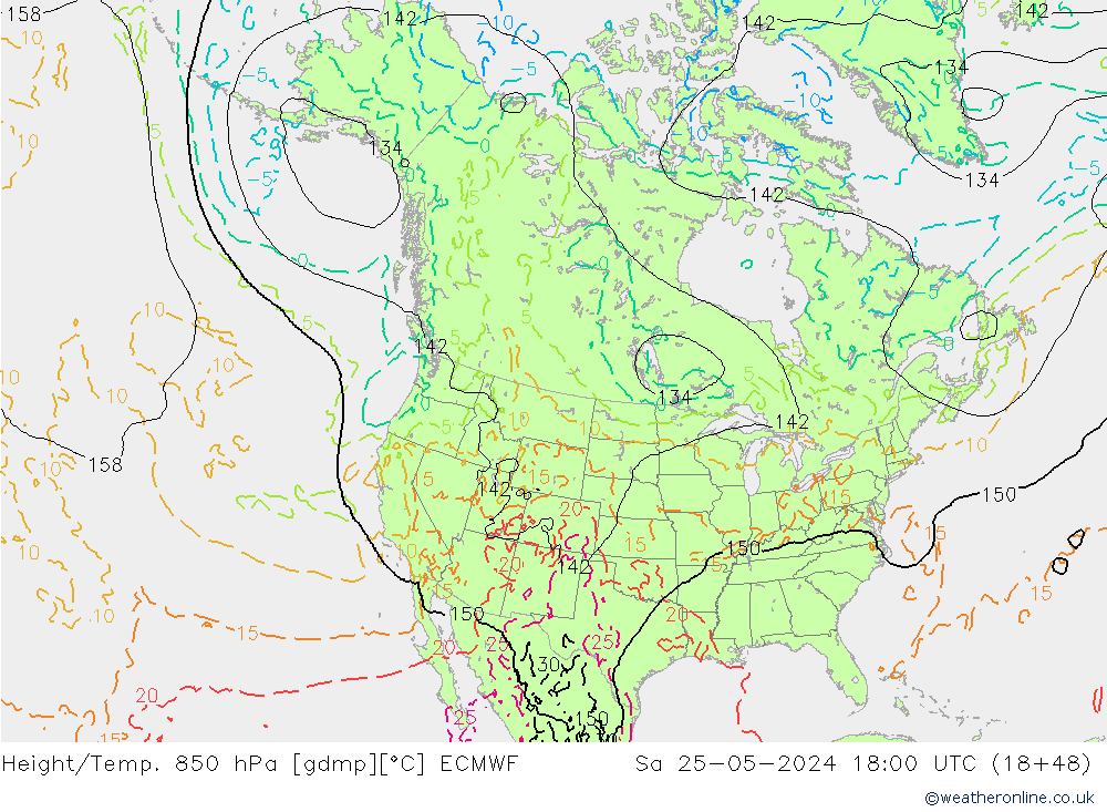 Z500/Rain (+SLP)/Z850 ECMWF sam 25.05.2024 18 UTC