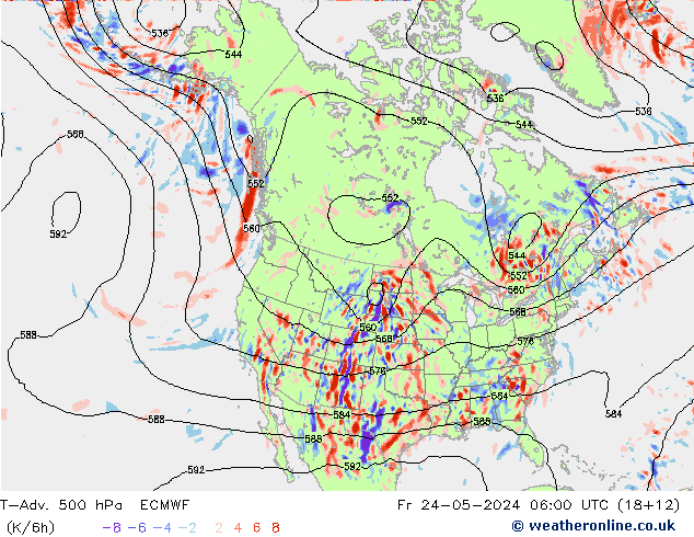 T-Adv. 500 hPa ECMWF Fr 24.05.2024 06 UTC