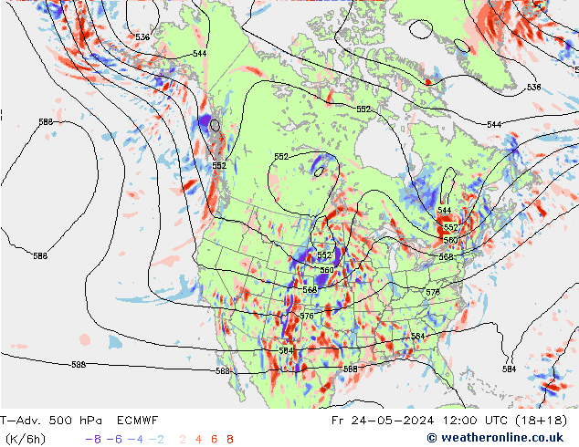 T-Adv. 500 hPa ECMWF 星期五 24.05.2024 12 UTC