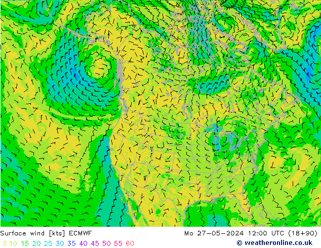 Surface wind ECMWF Po 27.05.2024 12 UTC