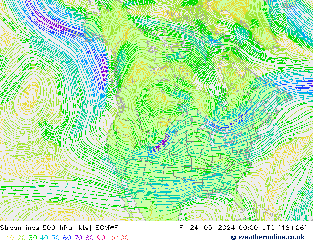 Streamlines 500 hPa ECMWF Fr 24.05.2024 00 UTC