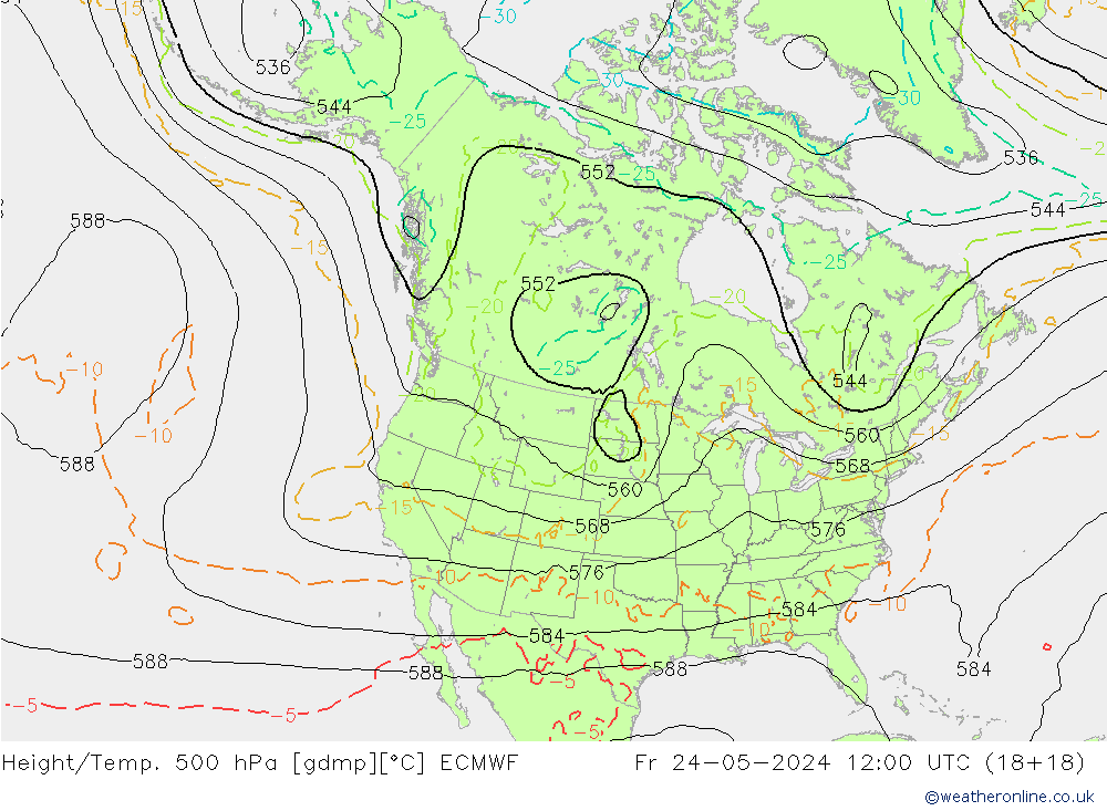 Z500/Rain (+SLP)/Z850 ECMWF 星期五 24.05.2024 12 UTC