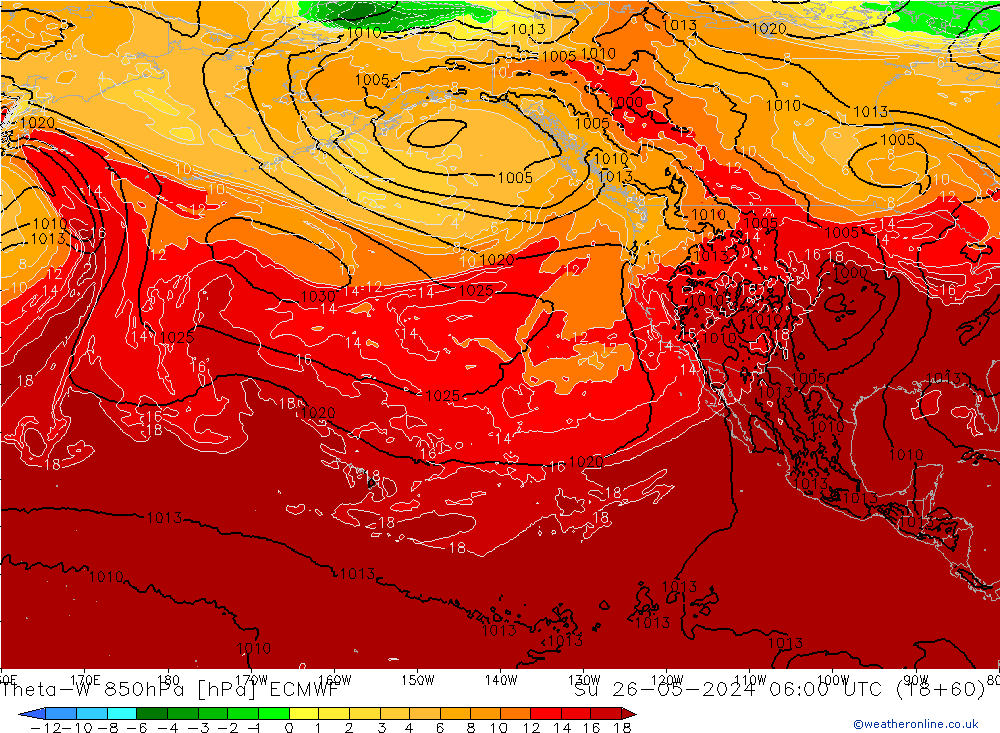 Theta-W 850hPa ECMWF Dom 26.05.2024 06 UTC