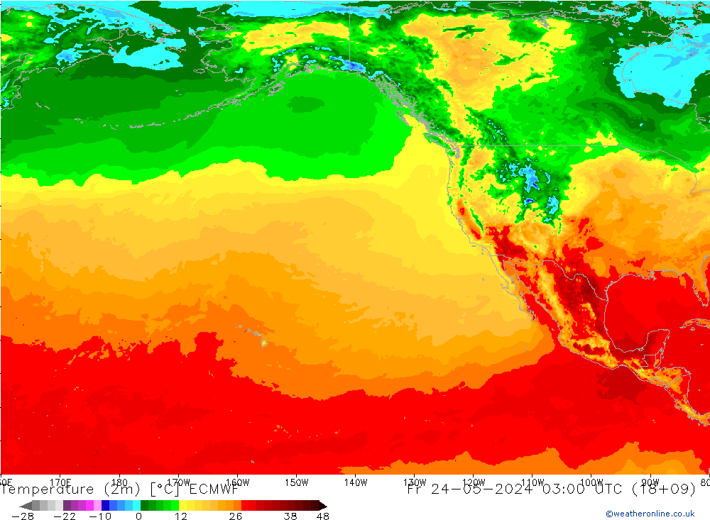 Temperatura (2m) ECMWF Sex 24.05.2024 03 UTC
