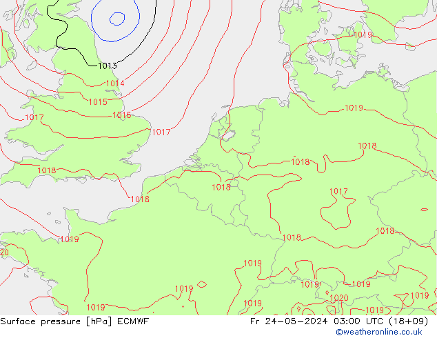 Luchtdruk (Grond) ECMWF vr 24.05.2024 03 UTC