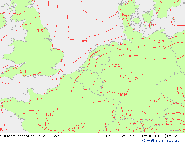 Bodendruck ECMWF Fr 24.05.2024 18 UTC