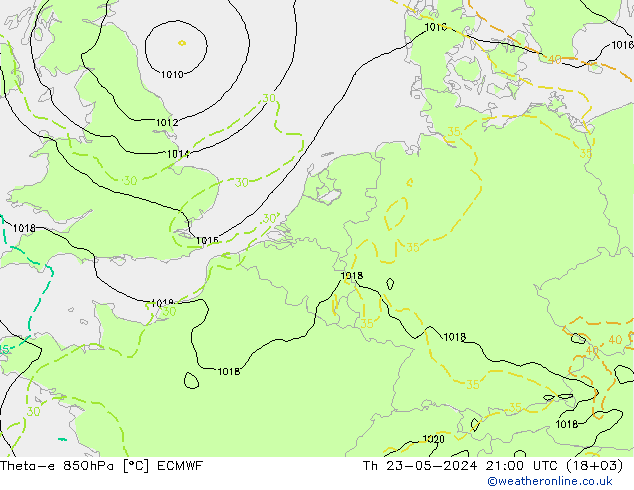 Theta-e 850hPa ECMWF Th 23.05.2024 21 UTC