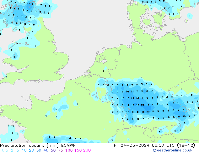 Nied. akkumuliert ECMWF Fr 24.05.2024 06 UTC