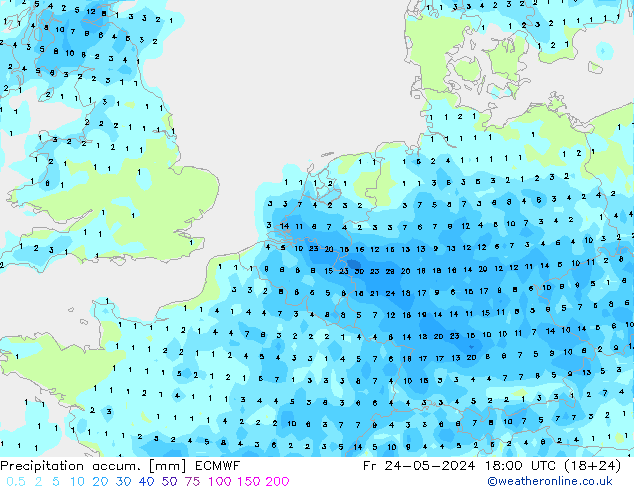 Precipitation accum. ECMWF  24.05.2024 18 UTC