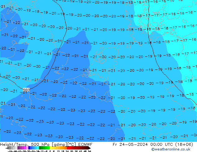 Z500/Regen(+SLP)/Z850 ECMWF vr 24.05.2024 00 UTC