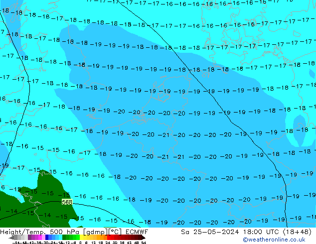 Z500/Rain (+SLP)/Z850 ECMWF 星期六 25.05.2024 18 UTC