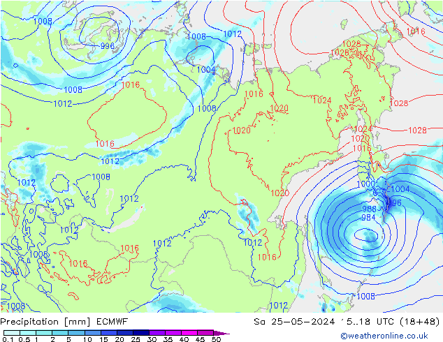 осадки ECMWF сб 25.05.2024 18 UTC