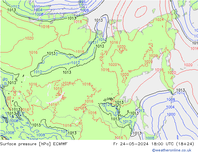 Pressione al suolo ECMWF ven 24.05.2024 18 UTC