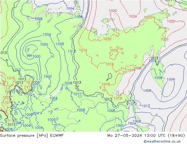 Presión superficial ECMWF lun 27.05.2024 12 UTC